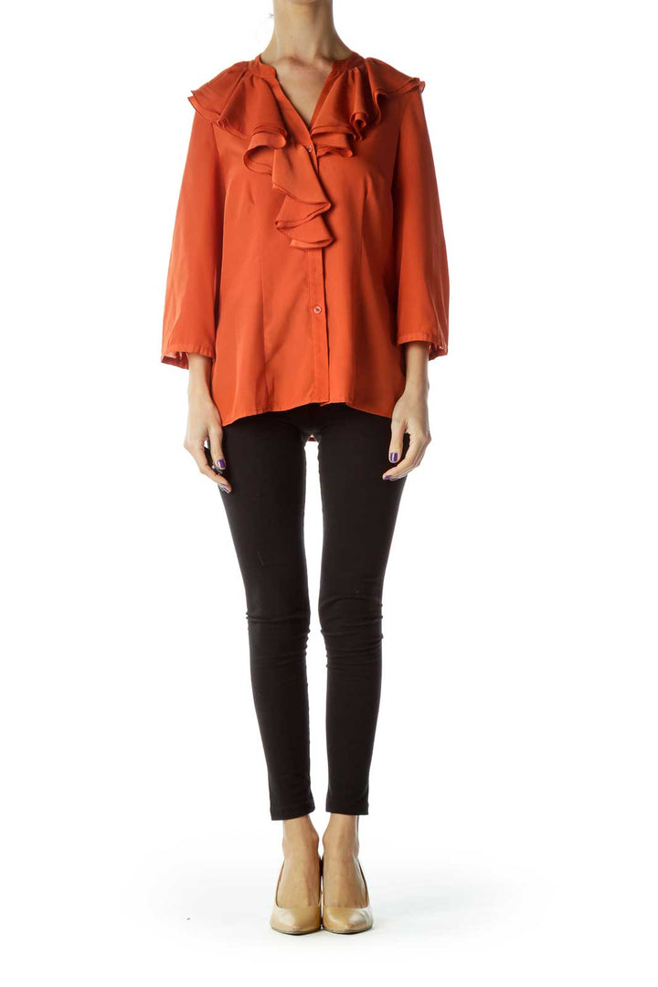 Orange Ruffle Blouse