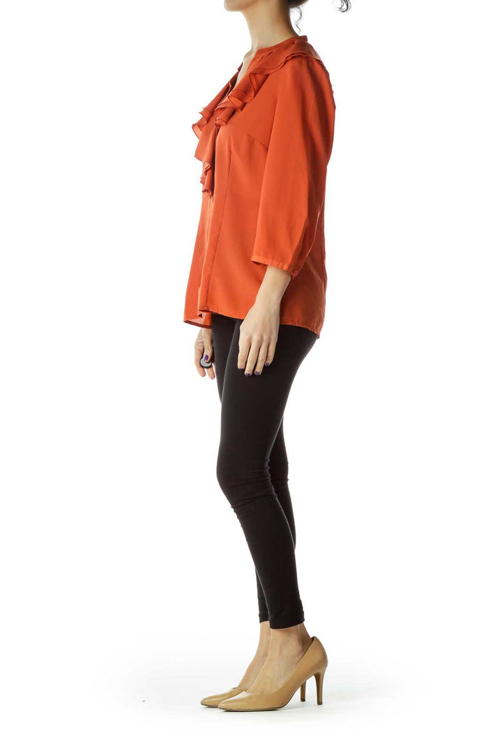 Orange Ruffle Blouse