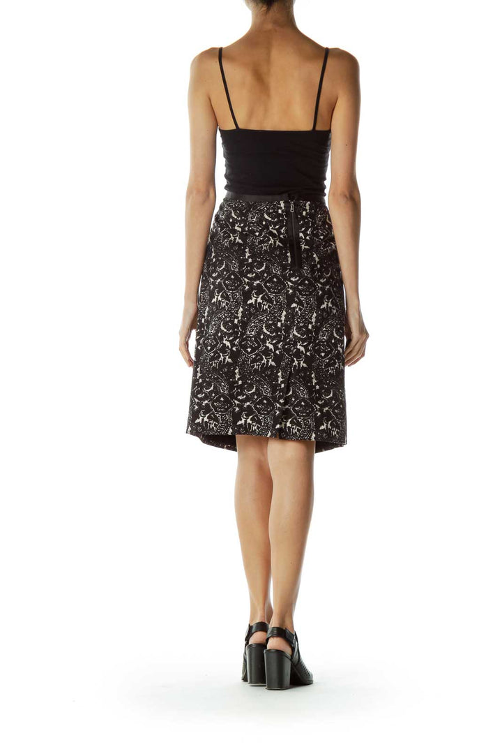 Black Beige Print Pencil Skirt