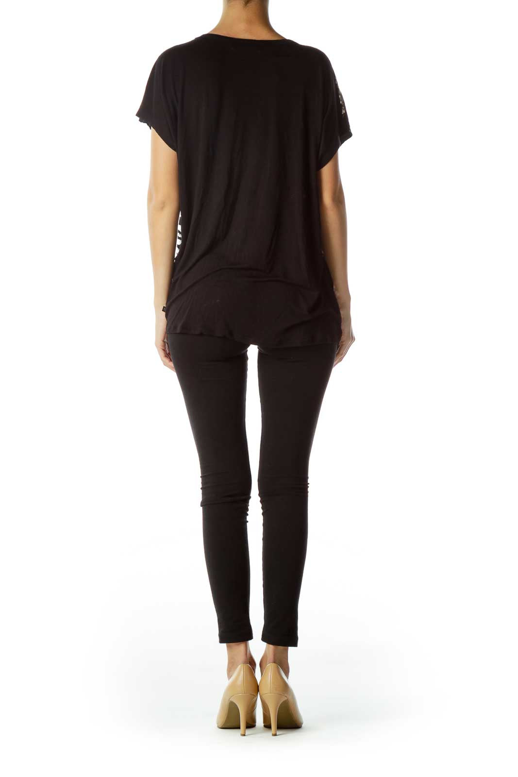 Black Sequined Short Sleeve T-Shirt