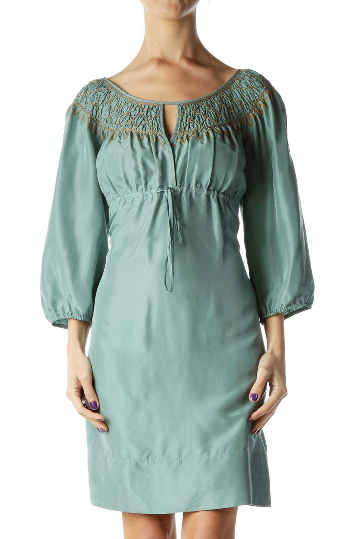 Green Silk Empire Waist Dress