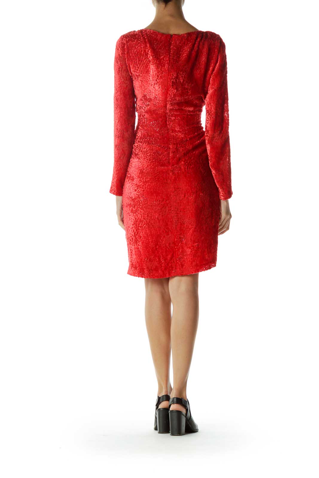 Red Velvet Metallic Christmas Party Dress