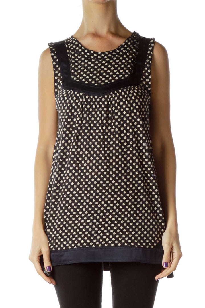 Black Beige Polka Dot Tank Top