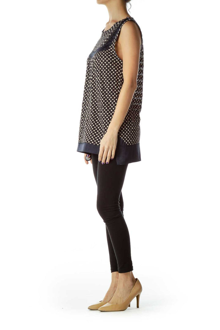 Black Beige Polka Dot Tank Top