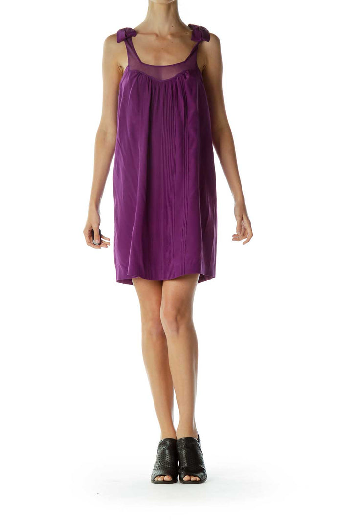 Purple Tent Cocktail Dress with Bow Detail