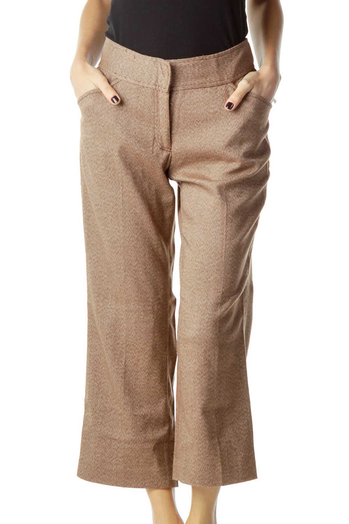 Brown Modeled Cropped Pant