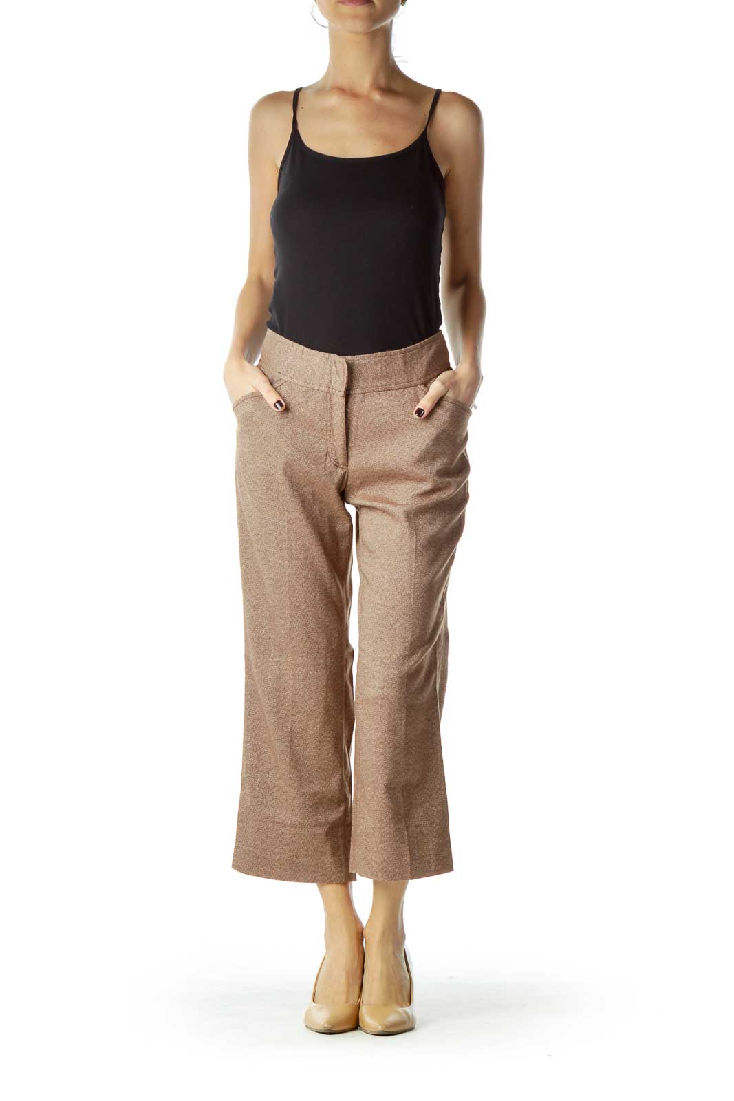 Brown Modeled Cropped Pant