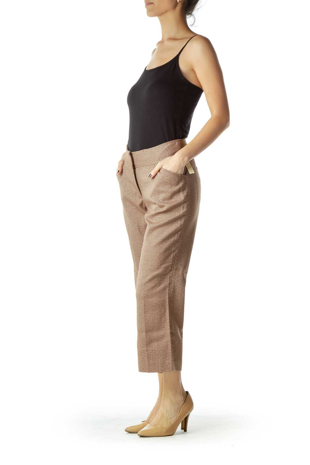 Brown Modeled Cropped Pant