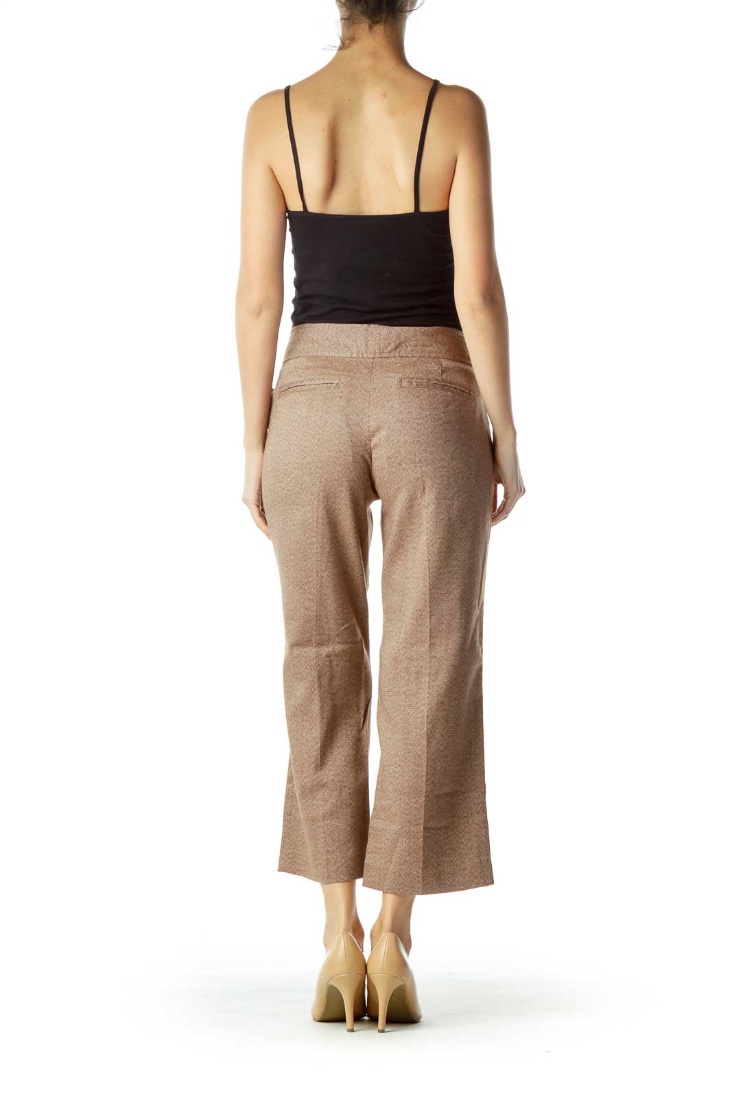 Brown Modeled Cropped Pant