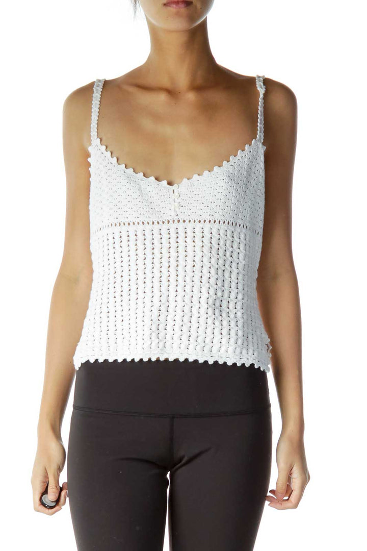 White Crocheted Cropped Top