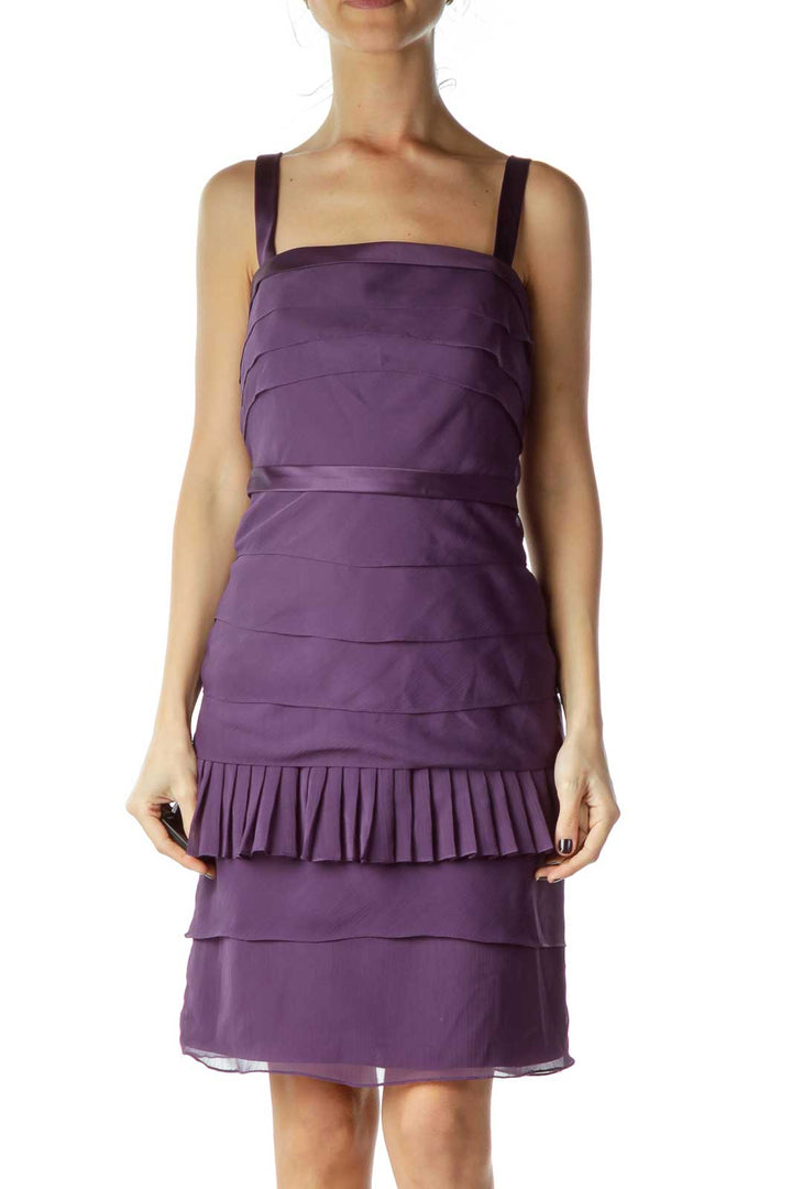 Purple Layered Faux-Satin Dress