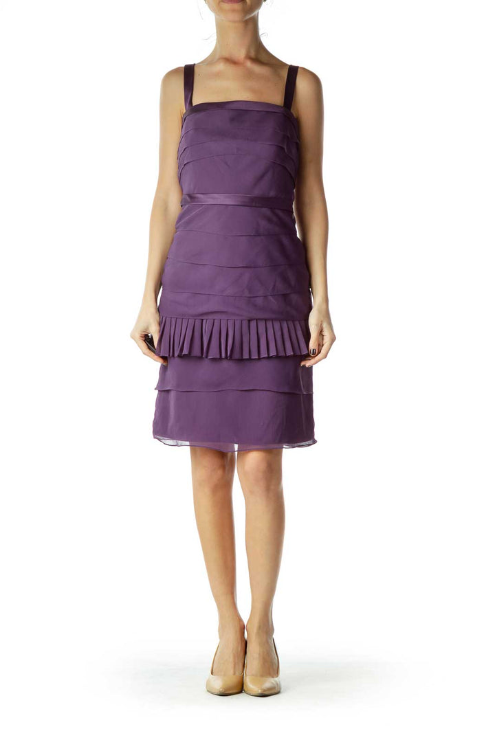 Purple Layered Faux-Satin Dress