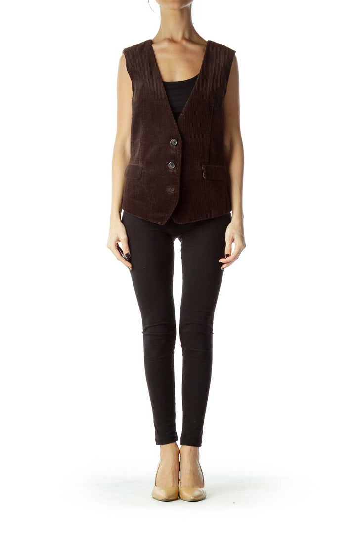 Brown Corduroy Velvet Vest