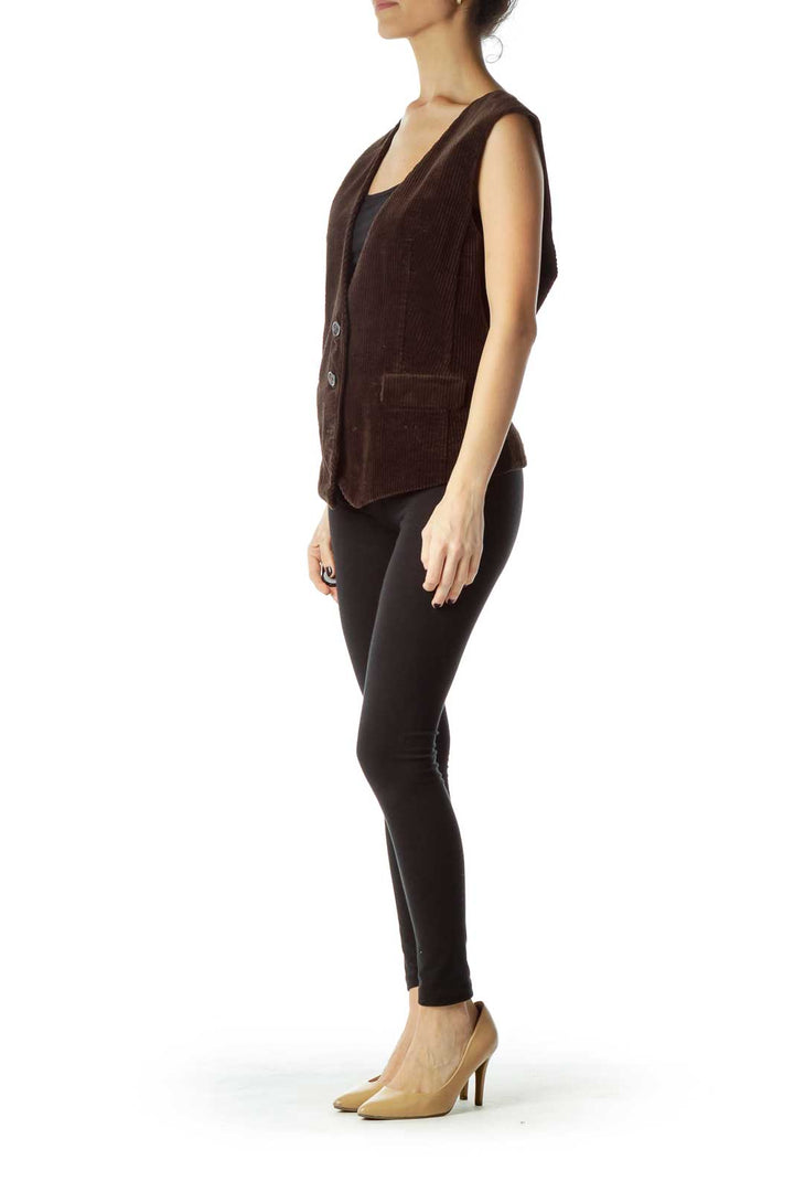 Brown Corduroy Velvet Vest