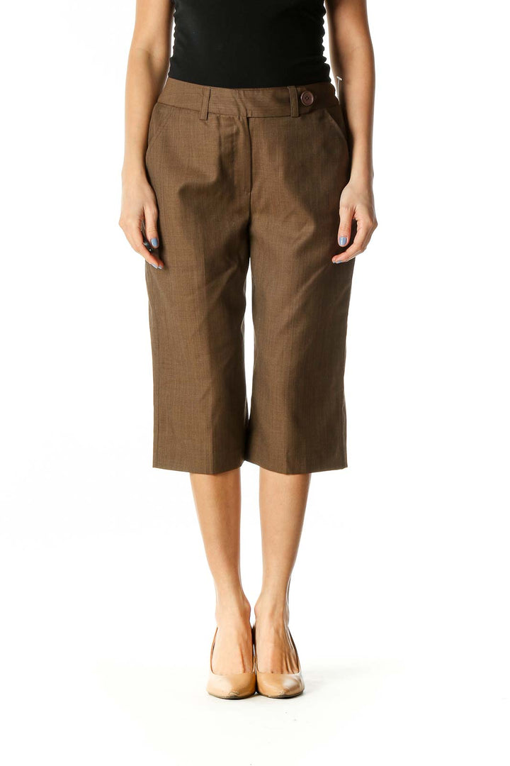 Brown Wool Cropped Slacks