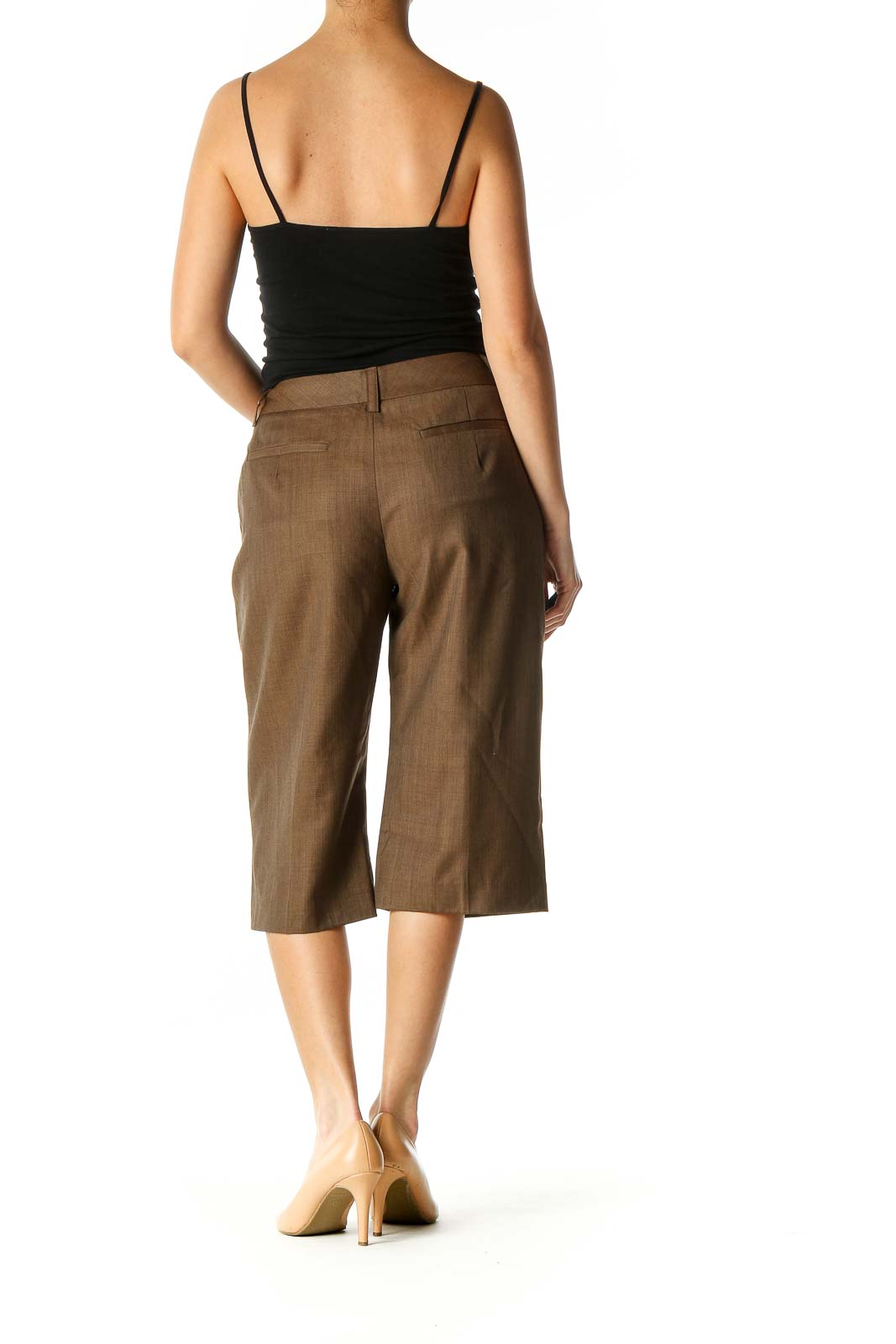 Brown Wool Cropped Slacks