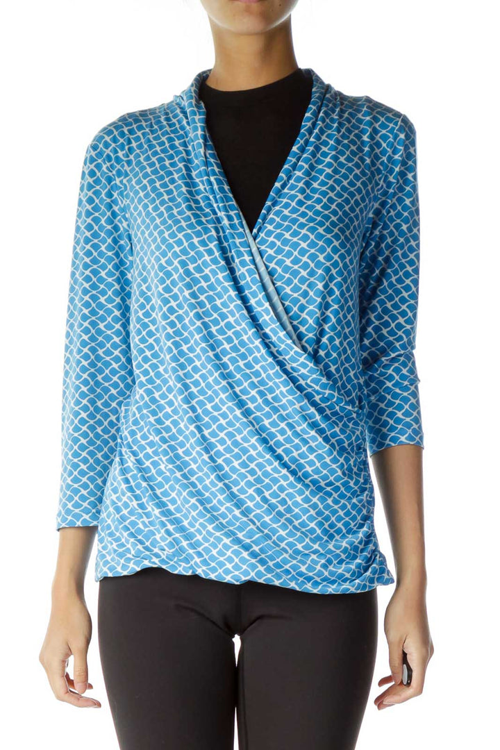 Blue White Deep-Neck Tunic