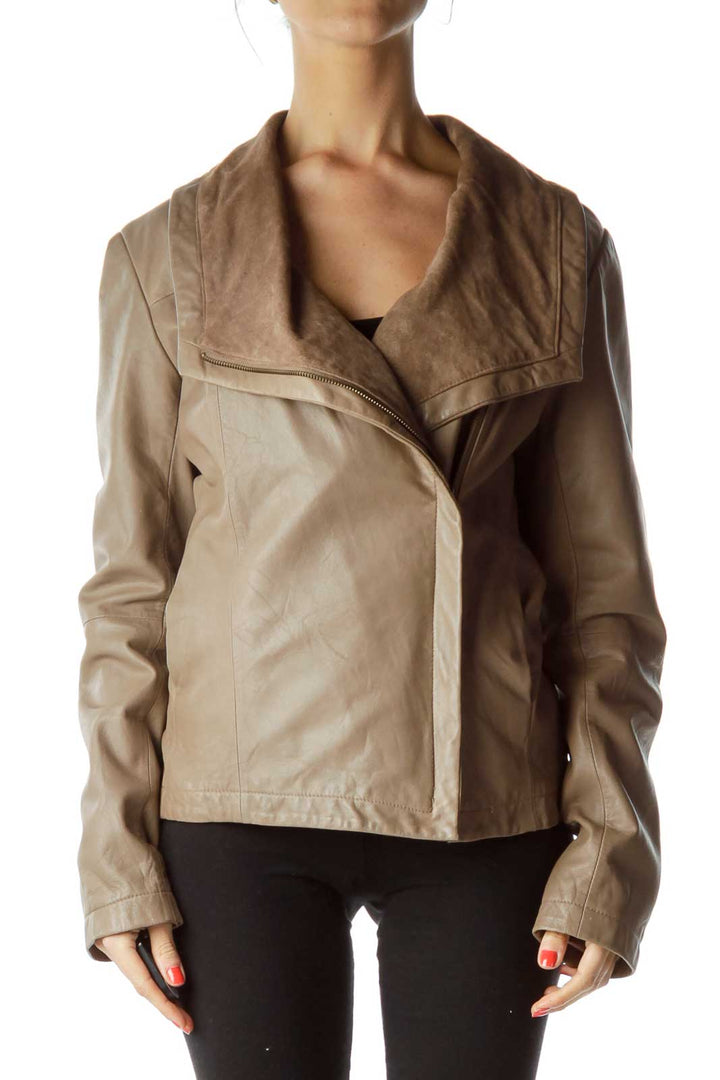 Brown Sheepskin Bomber Jacket