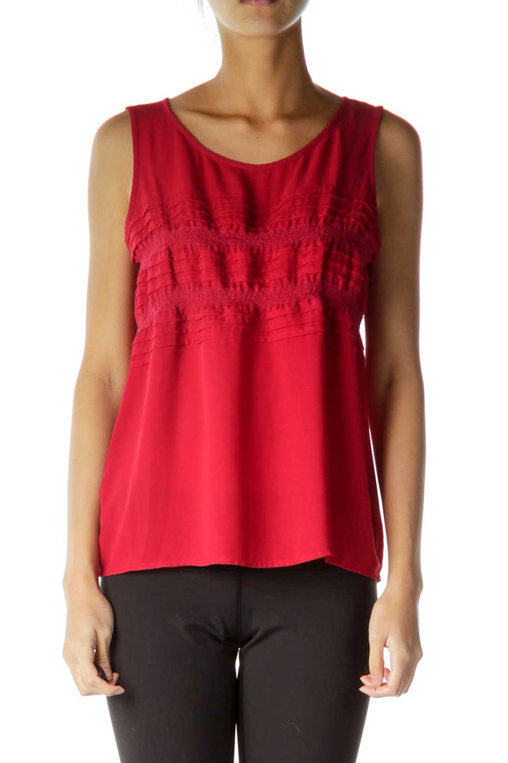 Red Ruffle Detailed Blouse