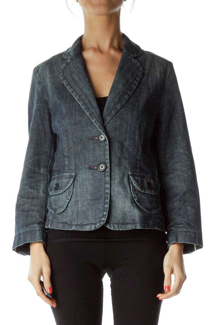 Blue Denim Buttoned Jacket