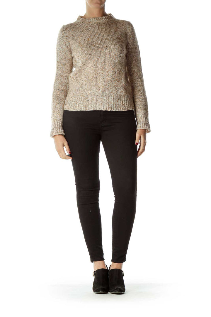 Beige Marled Crew Neck Sweater