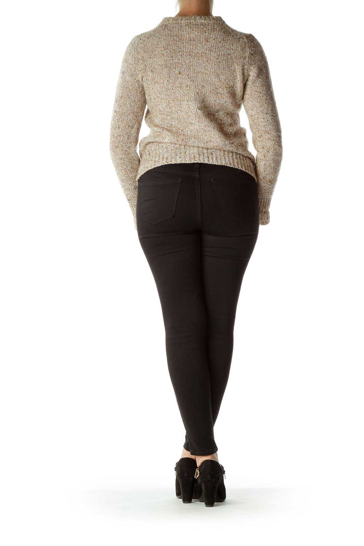 Beige Marled Crew Neck Sweater