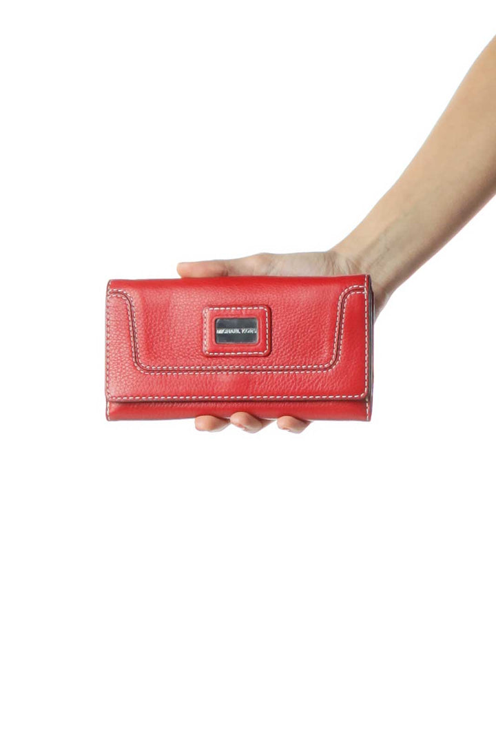 Red Stitched Leather Wallet