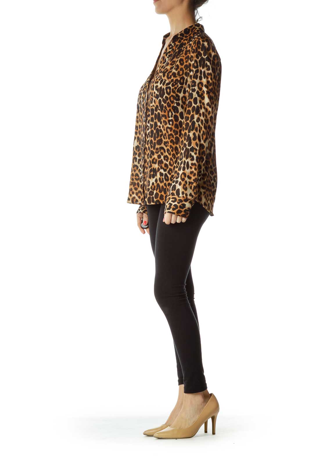 Brown Black Animal Print Blouse