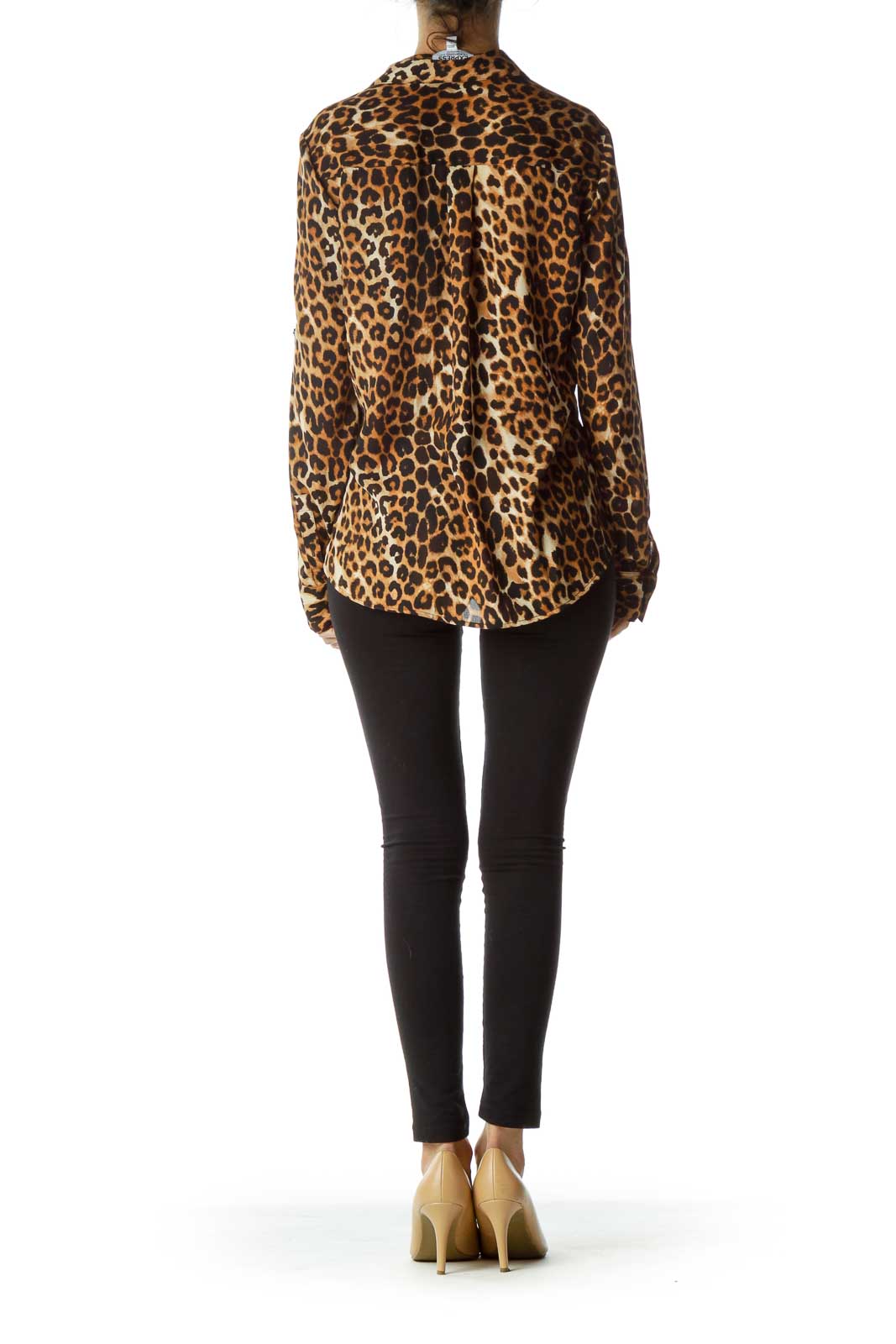 Brown Black Animal Print Blouse