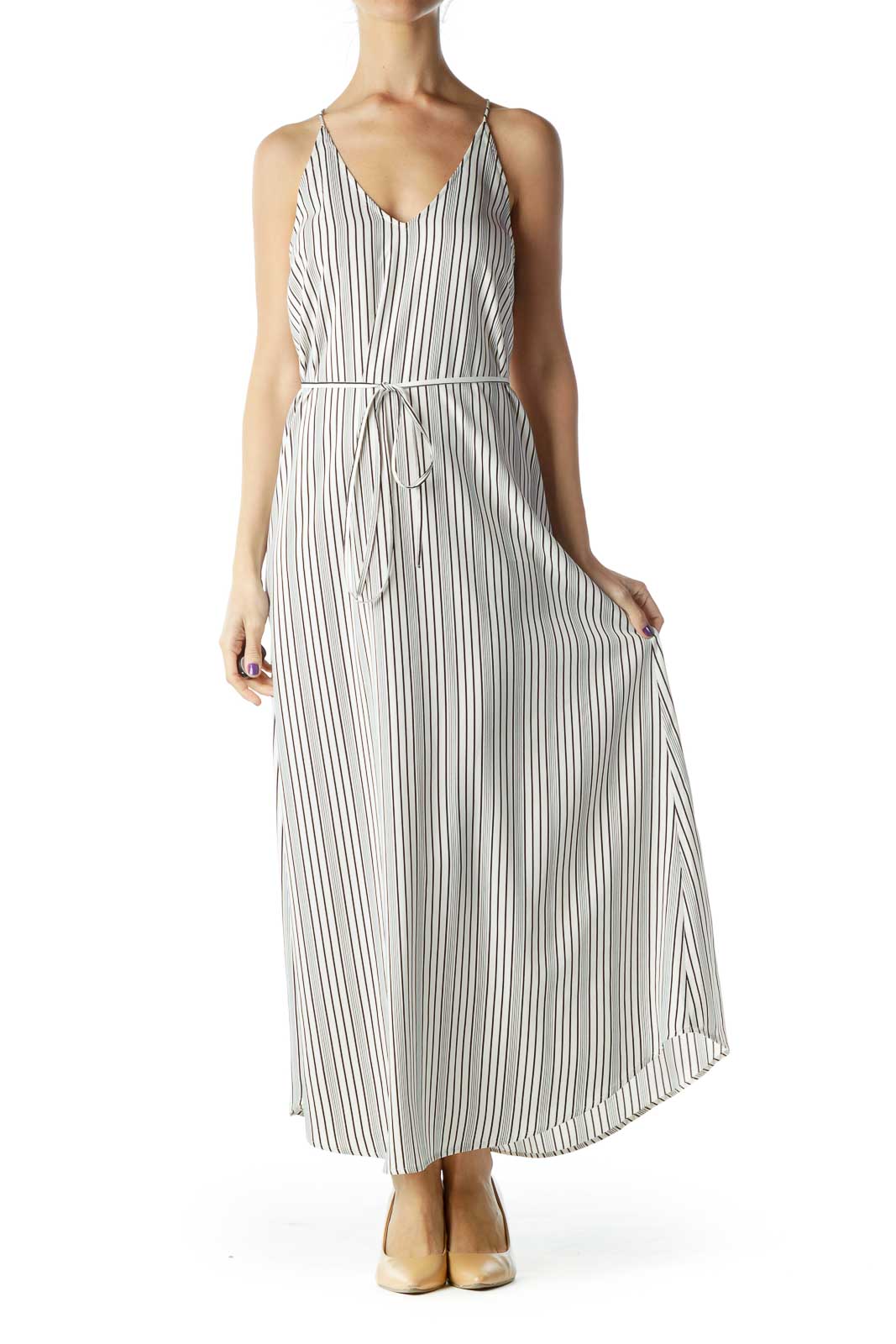 Black Cream Stripe Maxi Dress