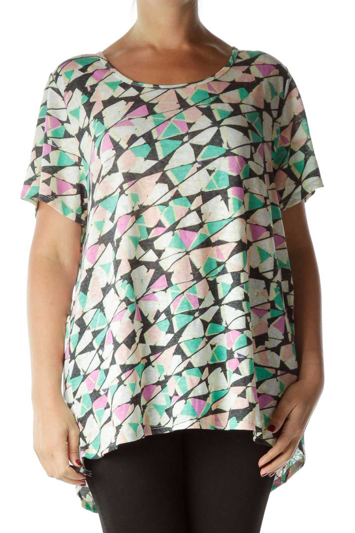 Multicolor Print Linen T-Shirt