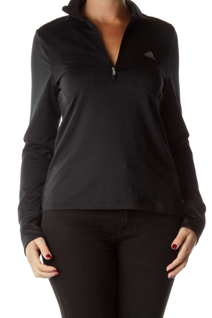 Black Half-Zip Long Sleeve Sport Top