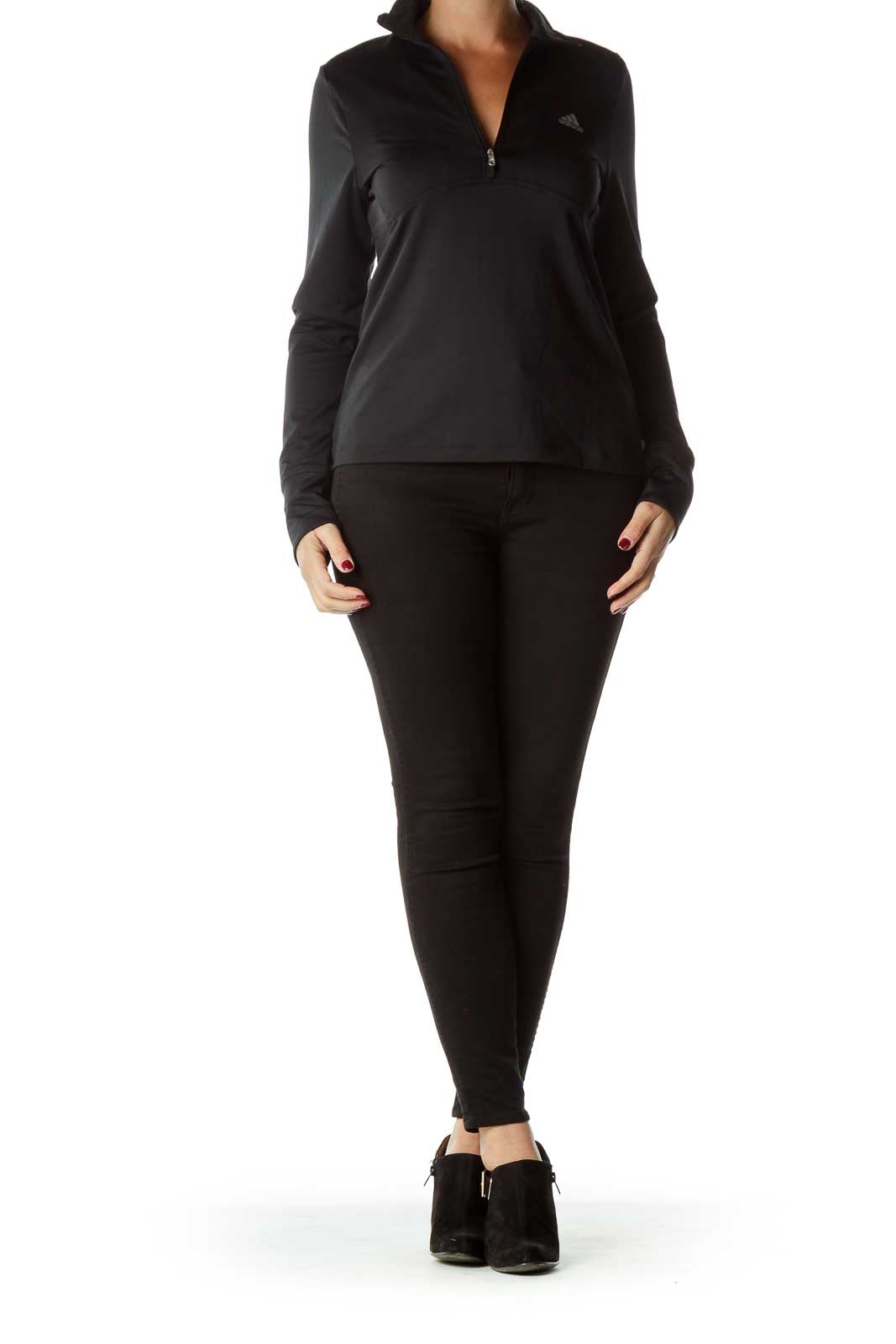 Black Half-Zip Long Sleeve Sport Top