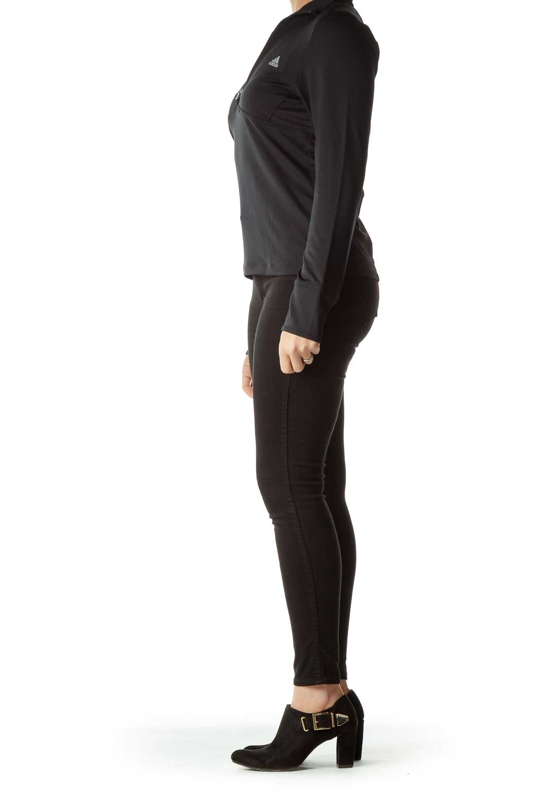 Black Half-Zip Long Sleeve Sport Top