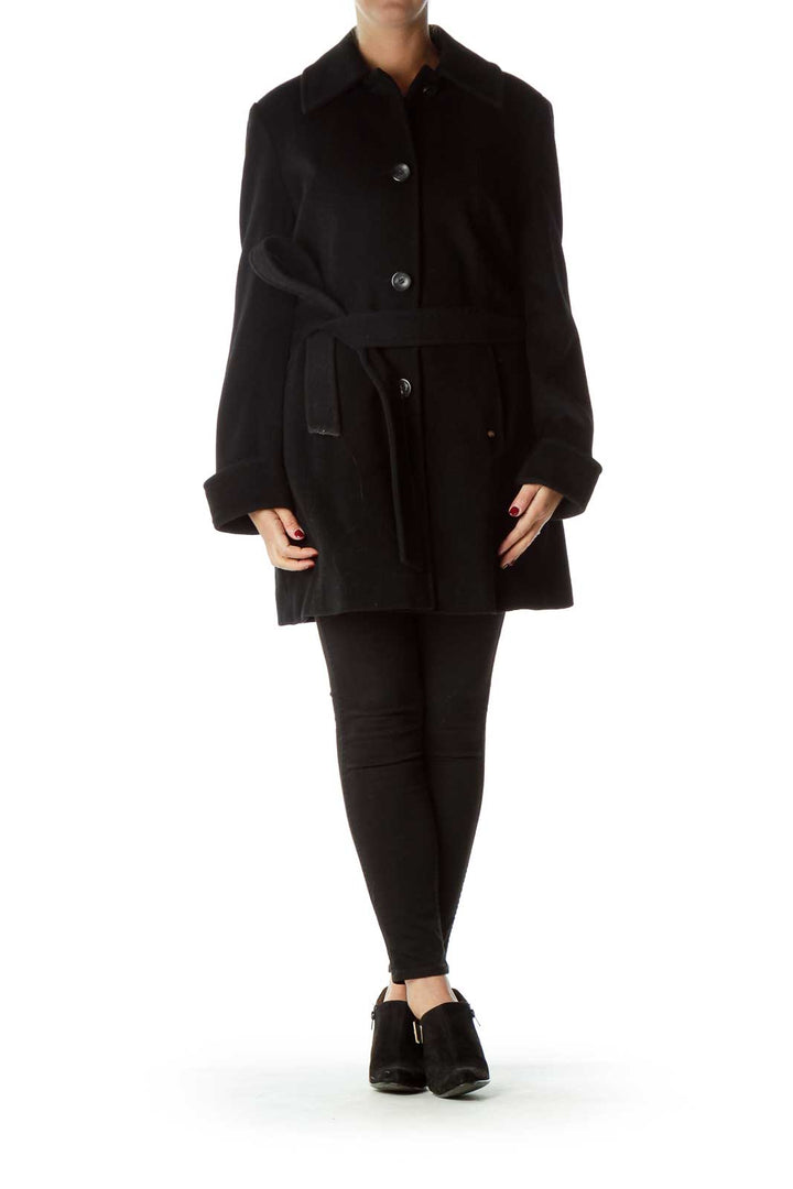 Black Wool & Angora Trench Coat