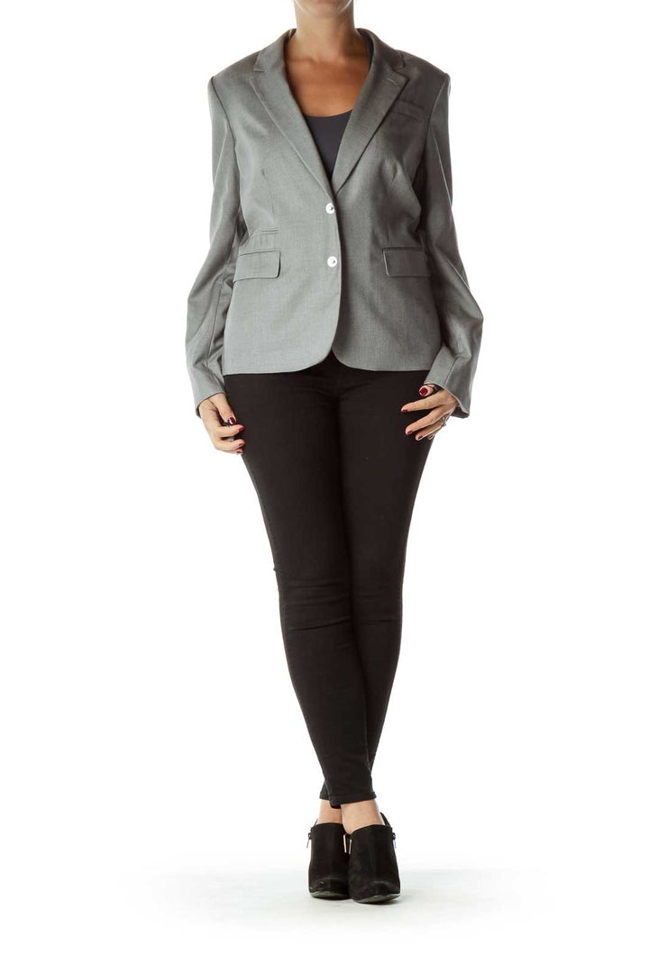 Gray Mottled Pocketed Blazer