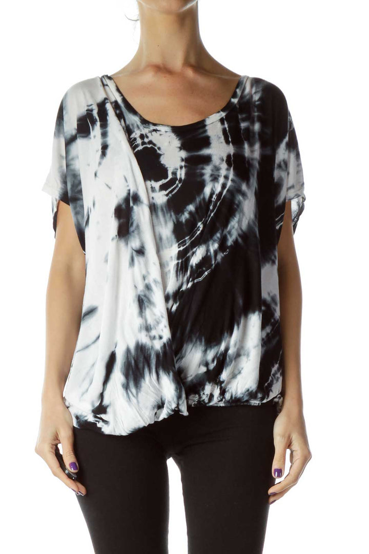 Black White Tie Dye Blouse