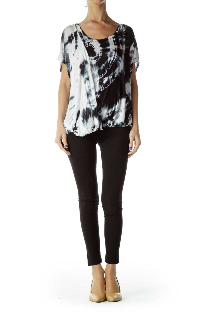 Black White Tie Dye Blouse