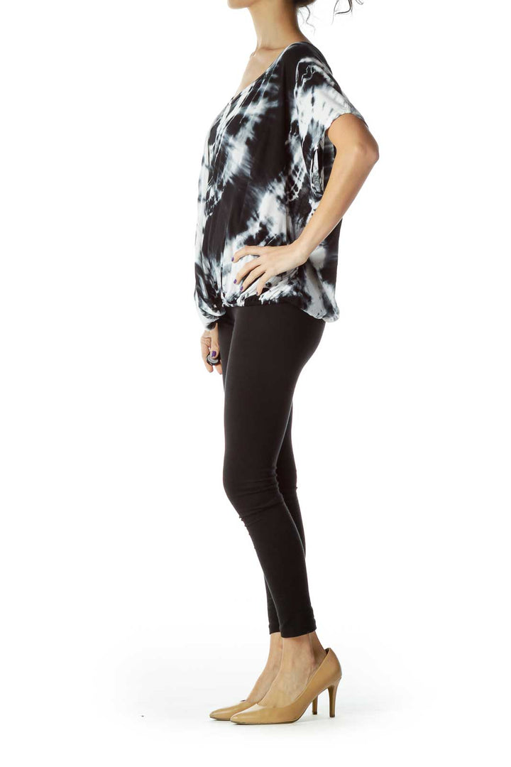 Black White Tie Dye Blouse