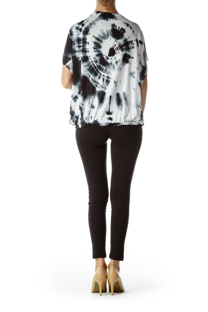 Black White Tie Dye Blouse