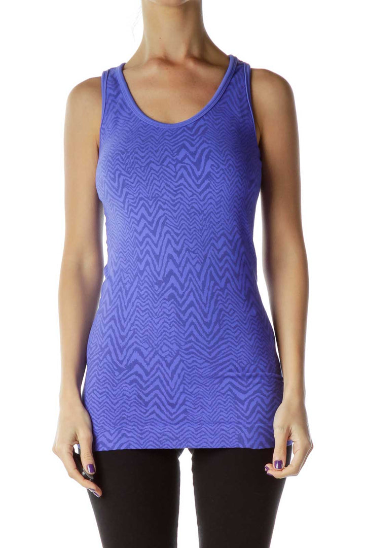 Blue Zebra Print Racerback Yoga Top