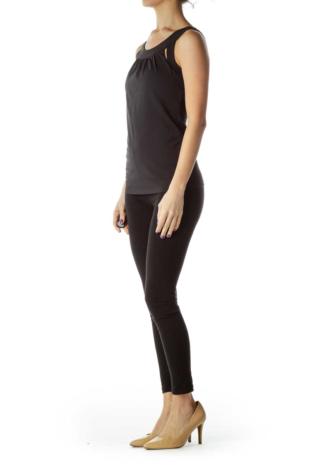 Black Round Neck Yoga Top