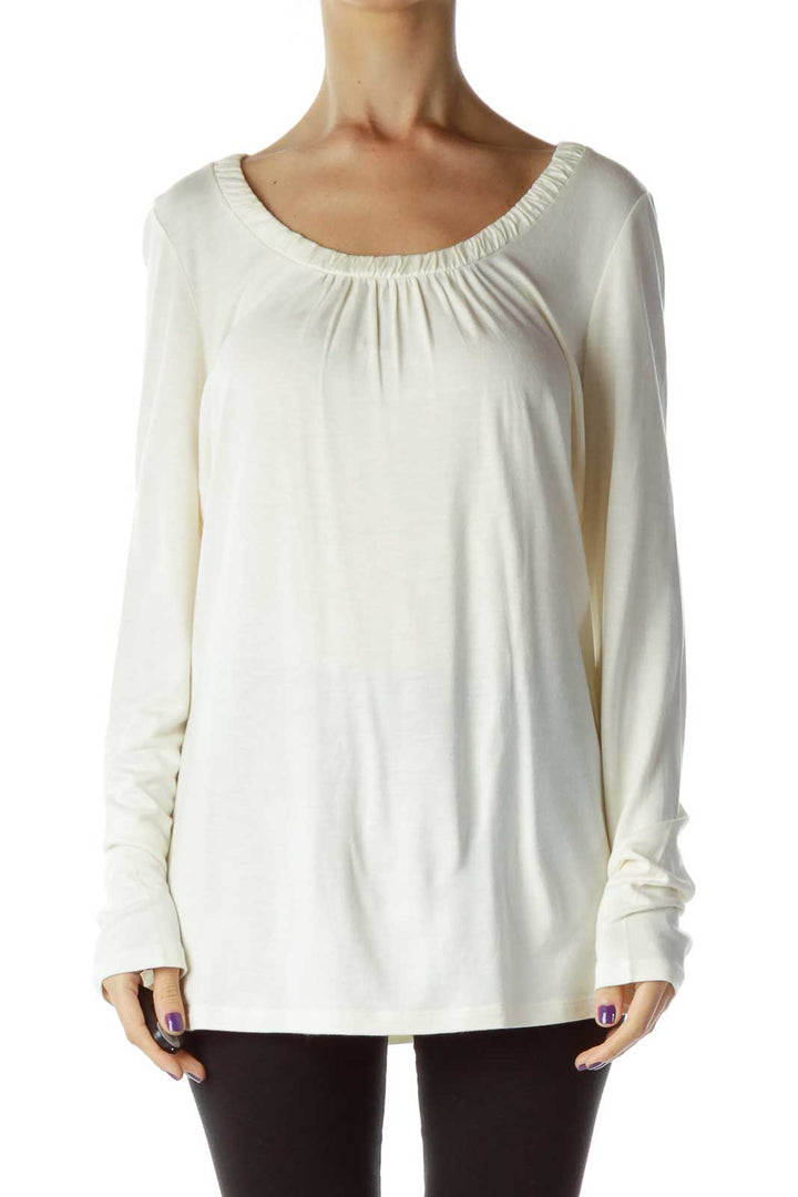 Cream Round Neck Jersey Top