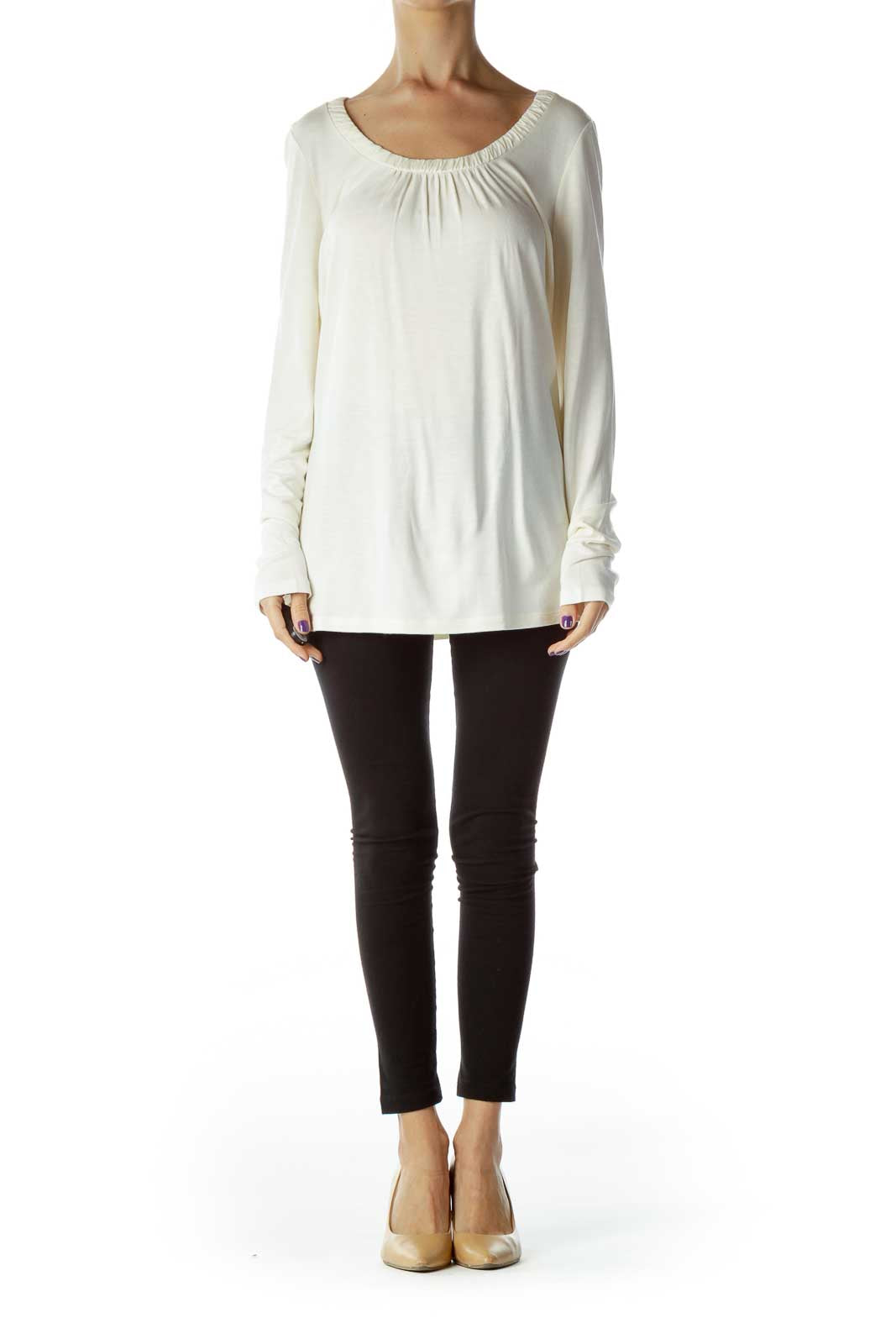 Cream Round Neck Jersey Top