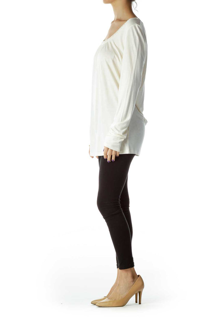 Cream Round Neck Jersey Top