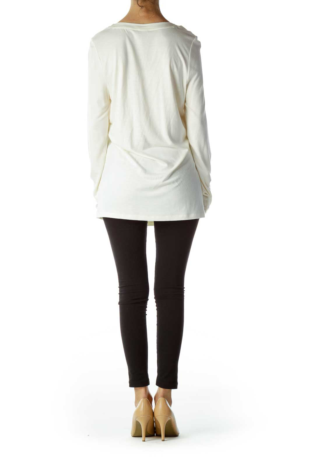 Cream Round Neck Jersey Top