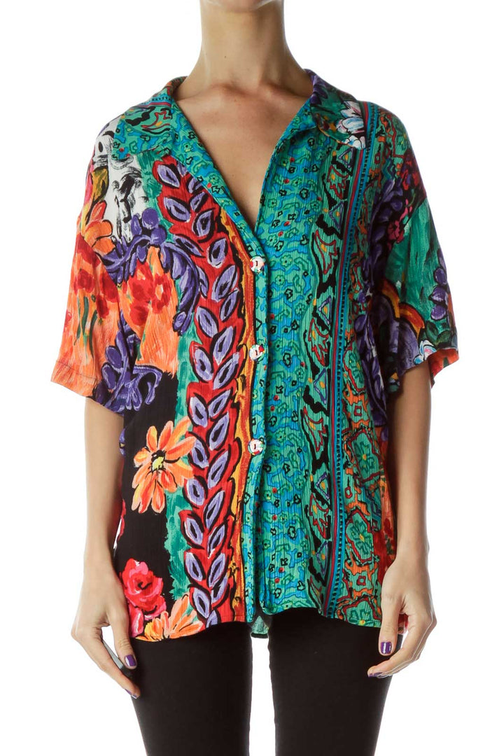 Multicolor Printed Collared Shirt