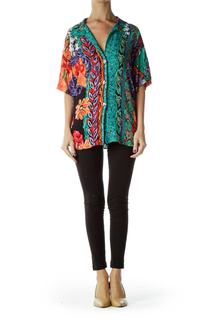 Multicolor Printed Collared Shirt