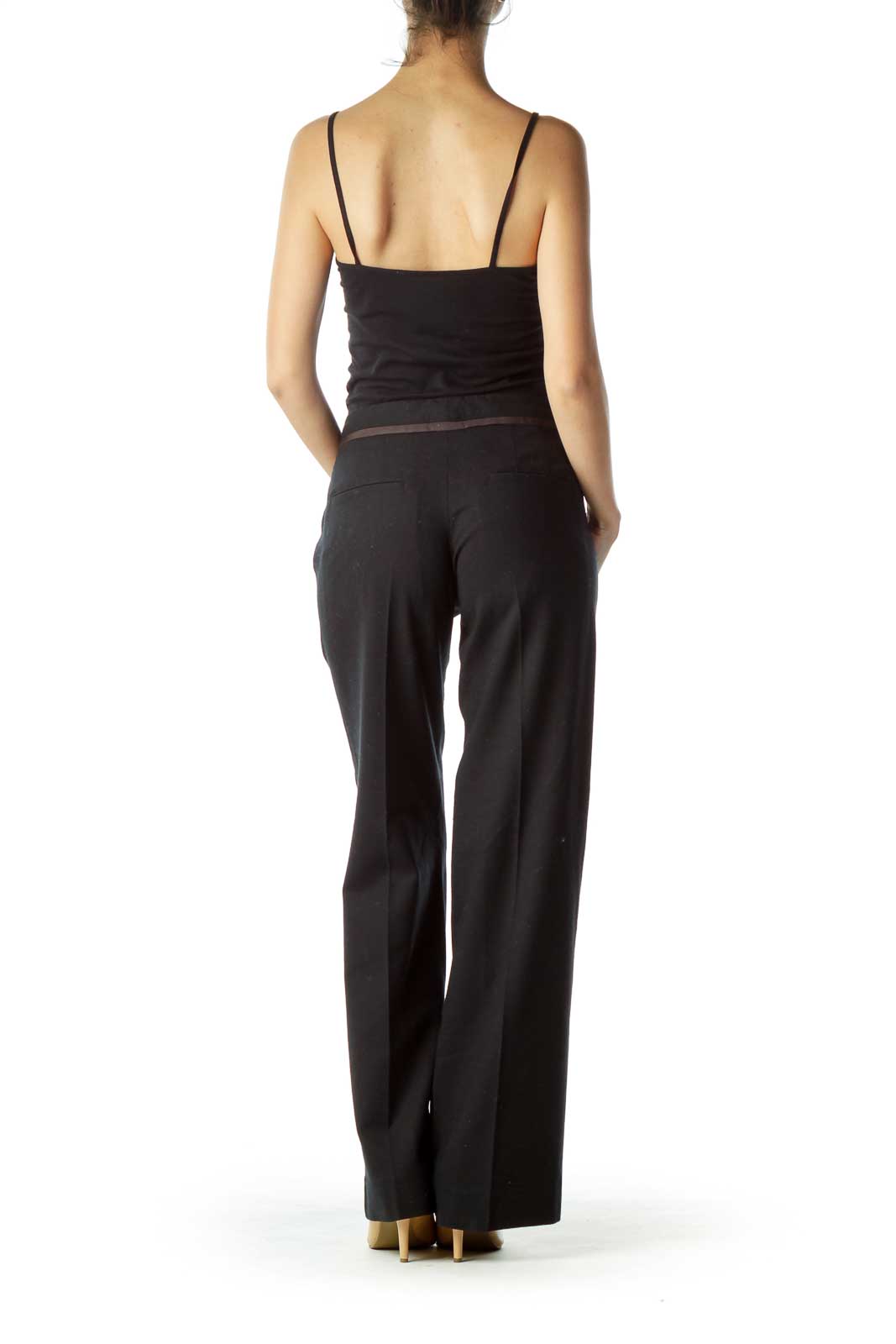 Black Wide Leg Wool Trousers