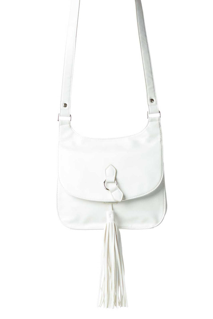 White Crossbody Bag with Tassle